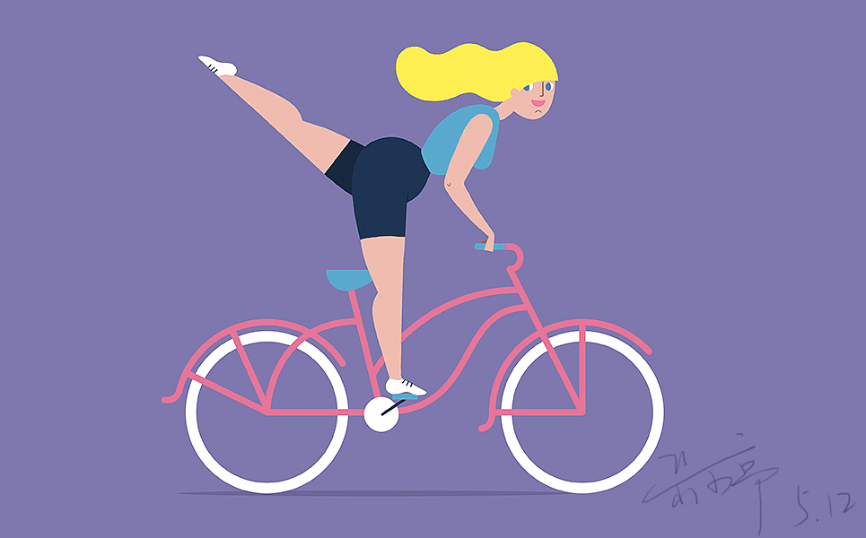 骑车的女孩（图ZNzk5NTY5NDQ=） - 单幅漫画 - 站酷设计师yuetingting32原创素材 - 站酷ZCOOL