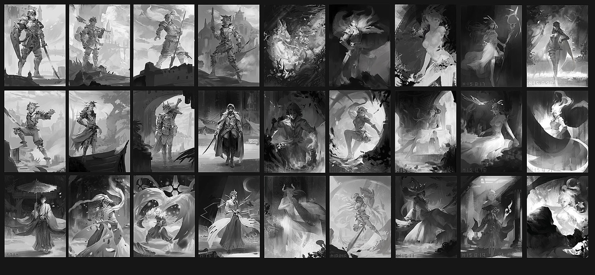 黑白稿习作|插画|游戏原画|炽烽cg - 原创作品 - 站酷 (zcool)