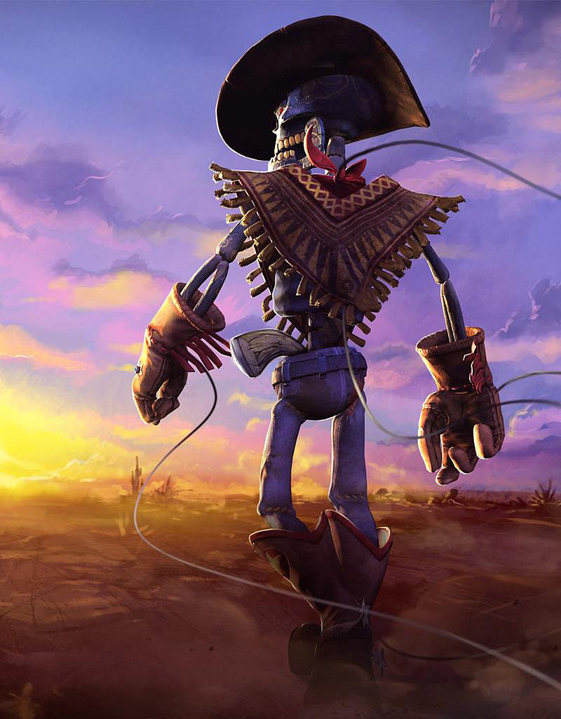 西部牛仔波洛领带骷髅僵尸木偶峡谷快神枪手左轮射击