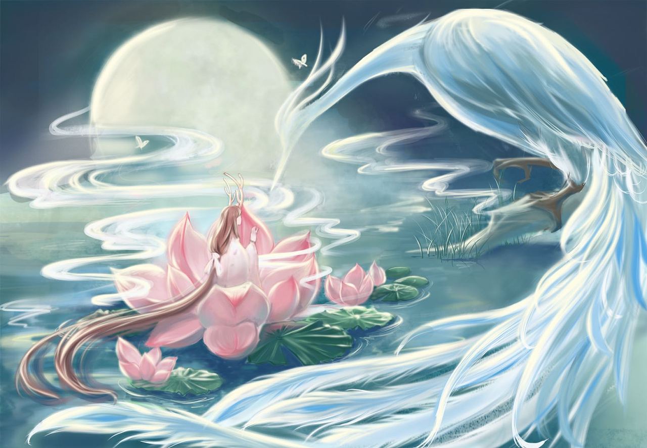 花伴清风香入梦,翩翩白羽落凡尘