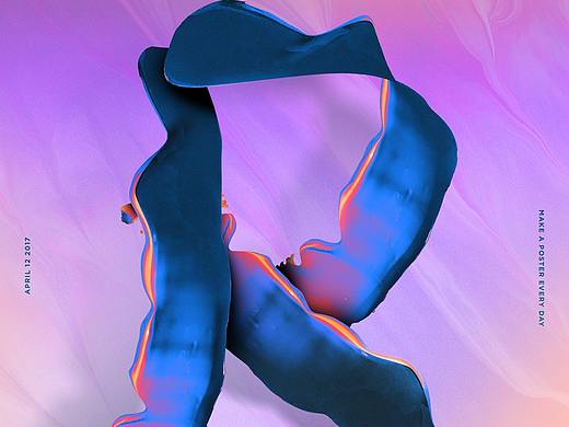 流体渐变字母海报