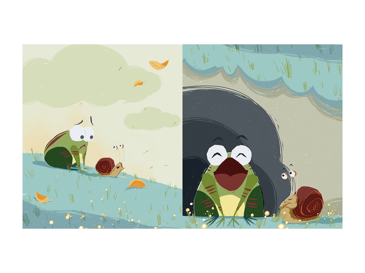 绘本故事《青蛙与蜗牛》（图ZMTY3MDgzMjMy） - 绘本 - 站酷设计师九山DADA原创素材 - 站酷ZCOOL