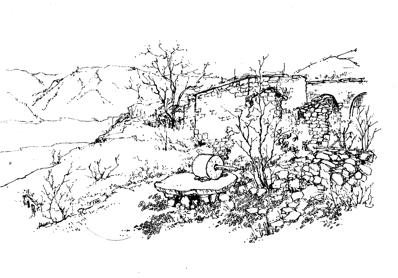 黄土高原风景——窑洞速写