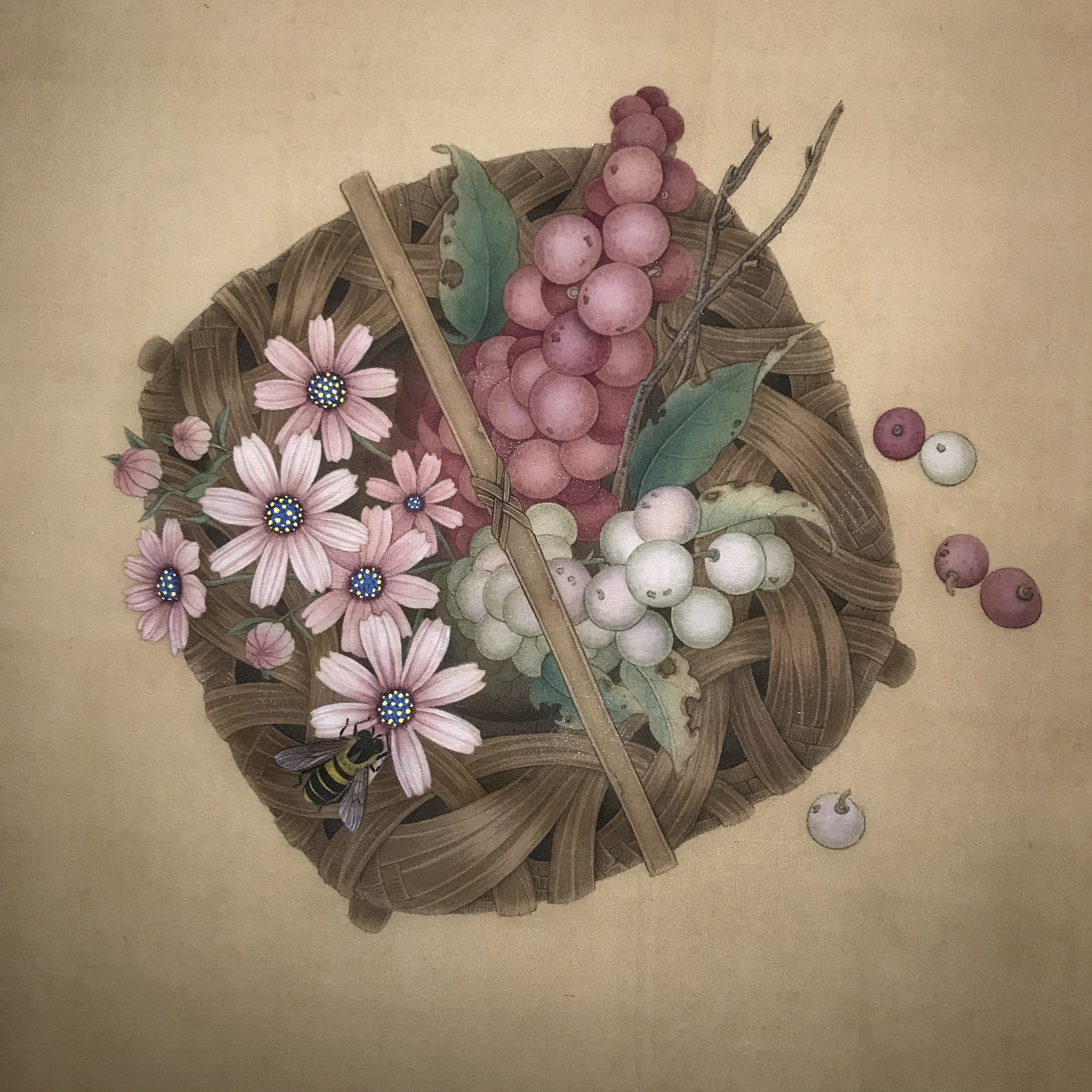 绢本工笔手绘-花篮|纯艺术|国画|菲凡广告 - 原创作品 - 站酷 (zcool)