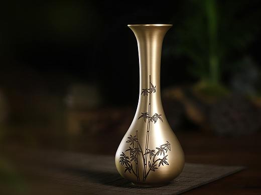 梵泽福纯铜花瓶 工艺品 家居装饰品摆件 现代中式花器 