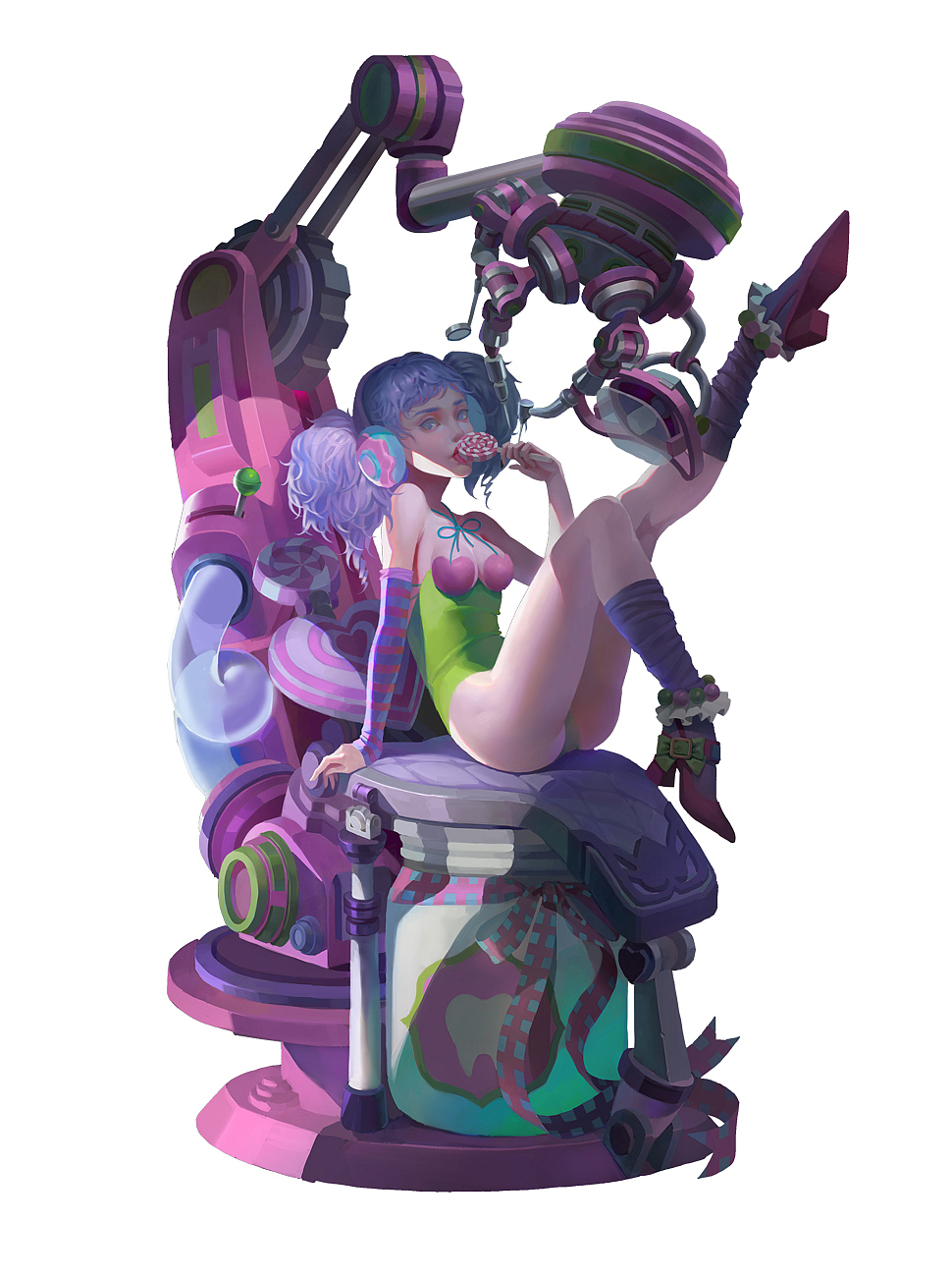 Ps板绘步骤之机械糖果少女立绘（图ZMjMyOTg2MTA4） - 游戏原画 - 站酷设计师glumewawa原创素材 - 站酷ZCOOL