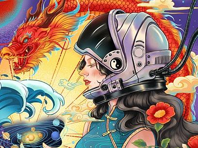 国潮宇航员插画