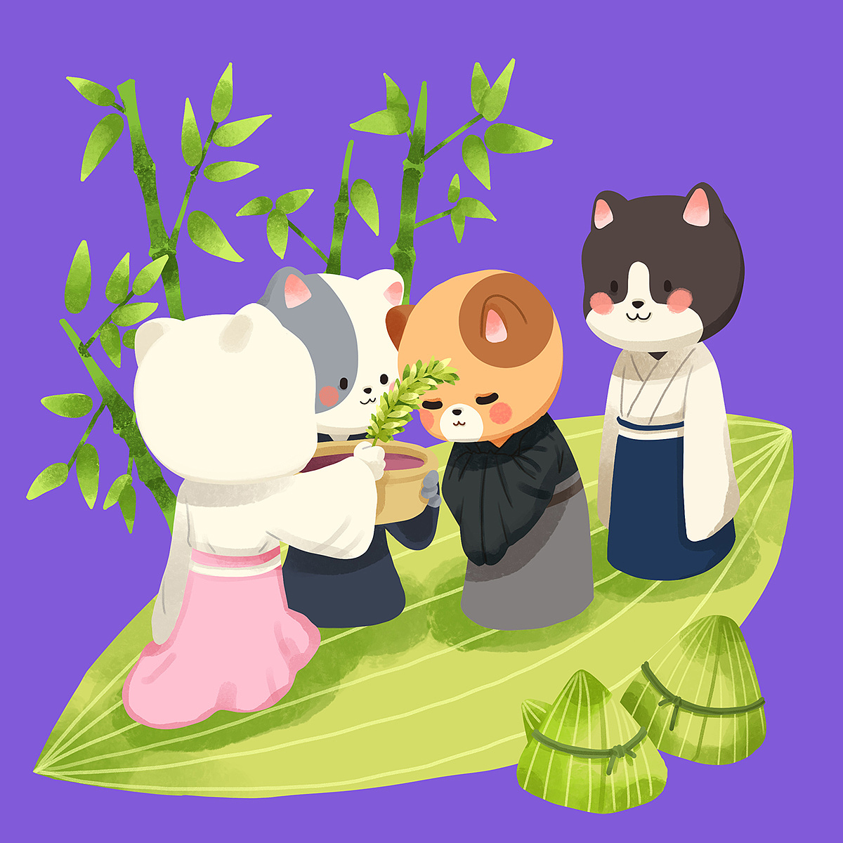 猫猫的端午节插画（图ZMTE3Njk5NzAw） - 商业插画 - 站酷设计师泗口沺原创素材 - 站酷ZCOOL