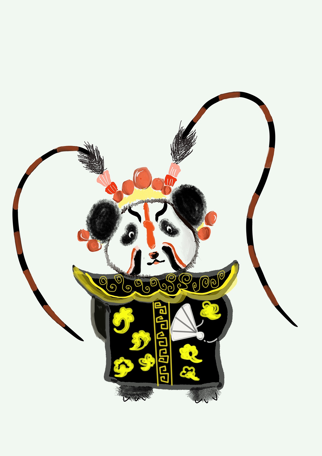 熊猫带着脸谱唱川剧