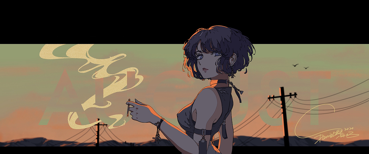 少女横构图插画系列