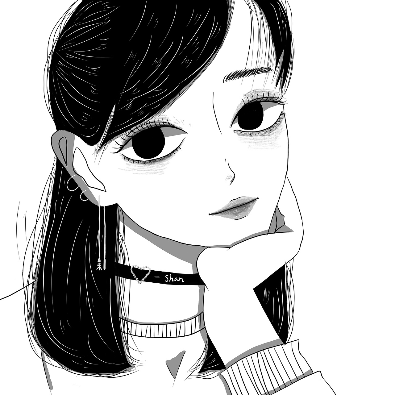 黑白漫画手绘头像