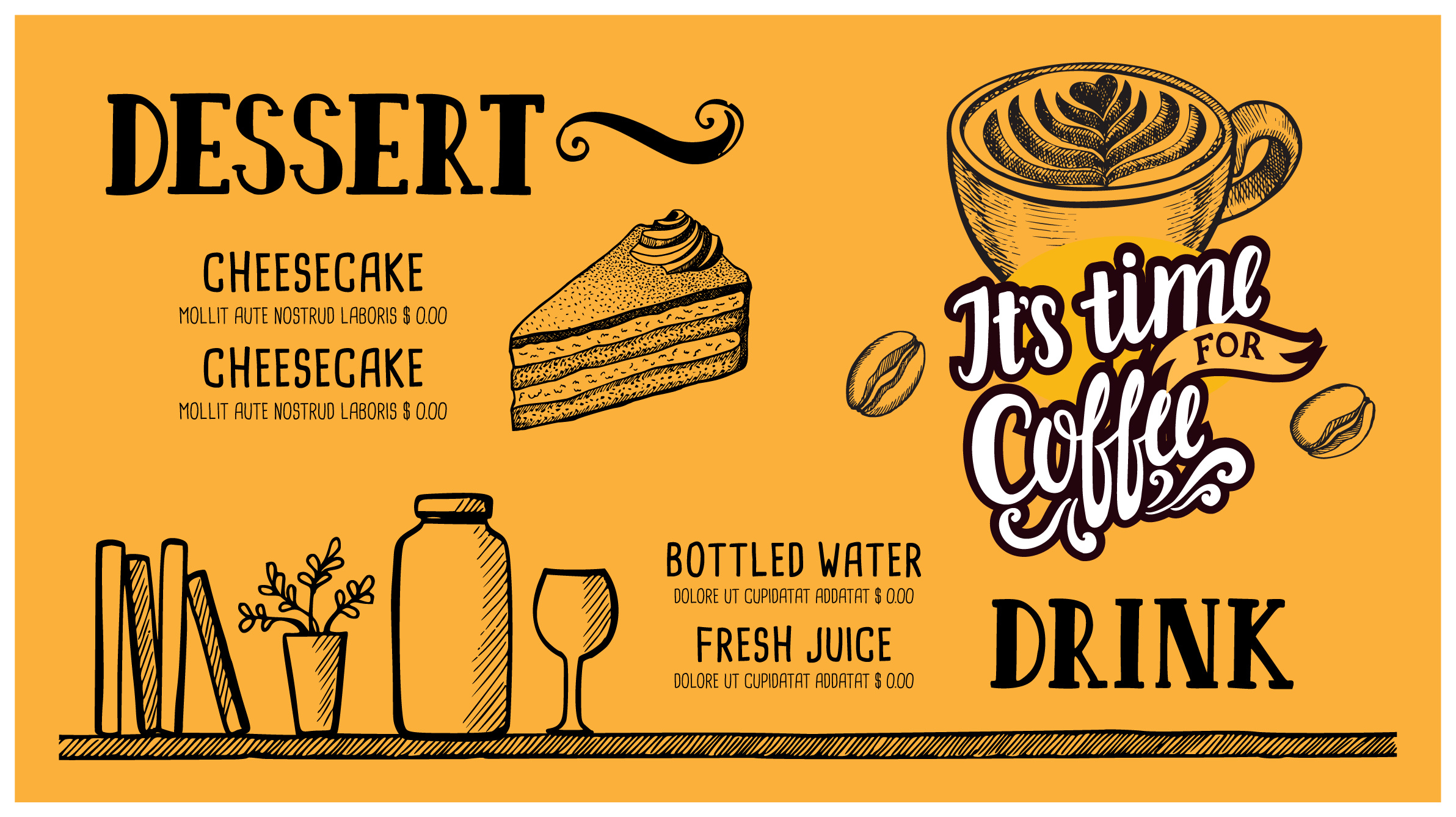 咖啡馆价目牌海报