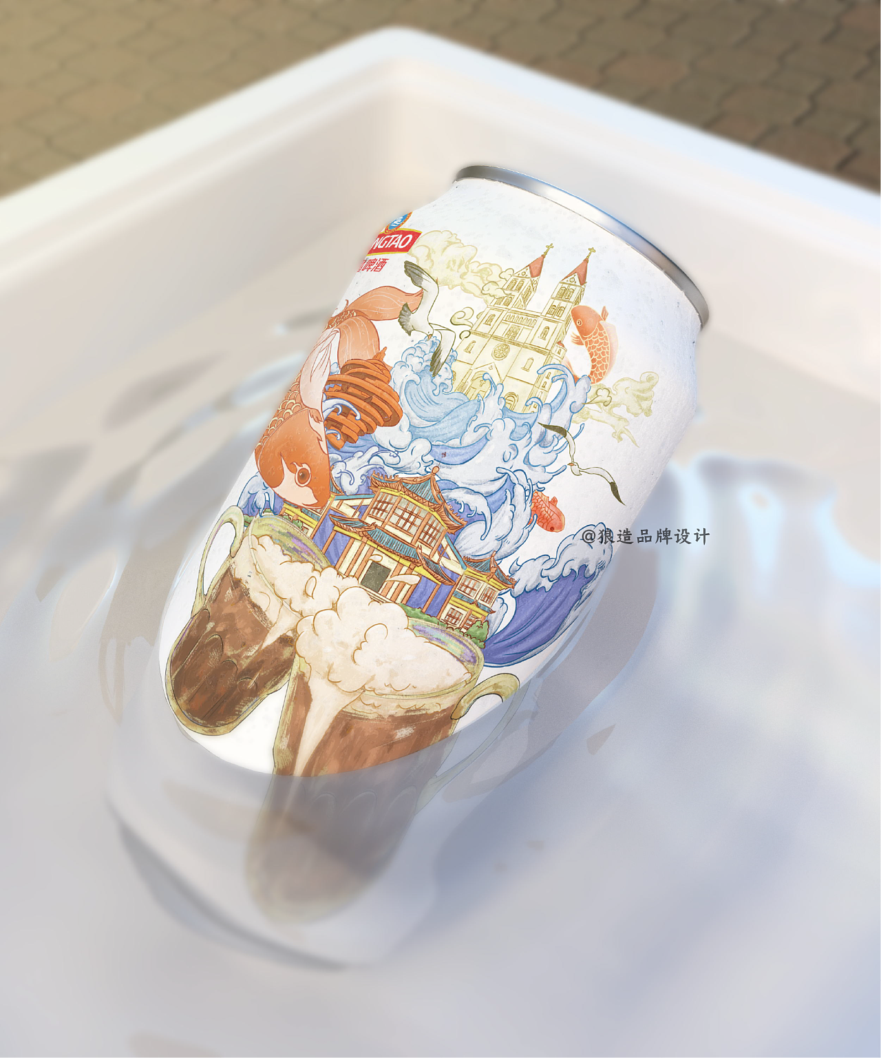 青岛啤酒插画包装设计|插画|商业插画|狼造创意设计 - 原创作品