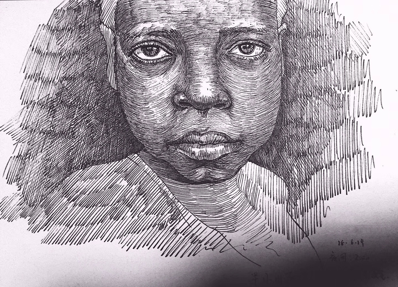 一部分线性人物速写钢笔秀丽笔