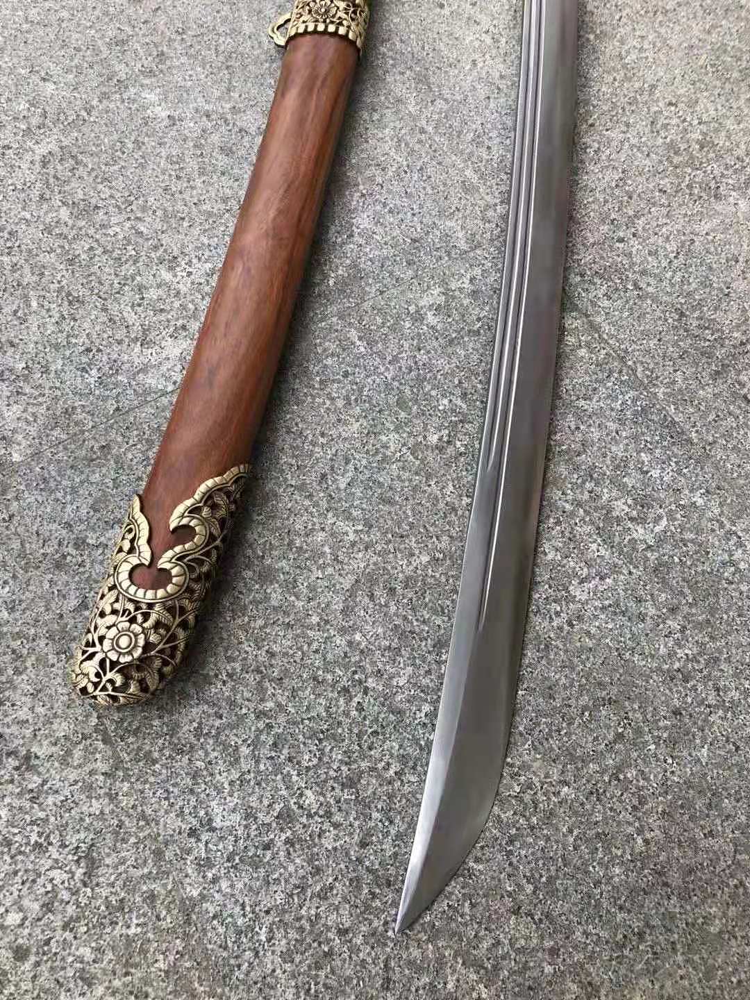 新品菊唐草镂空铜装环首雁翎刀和风堂美术刀剑