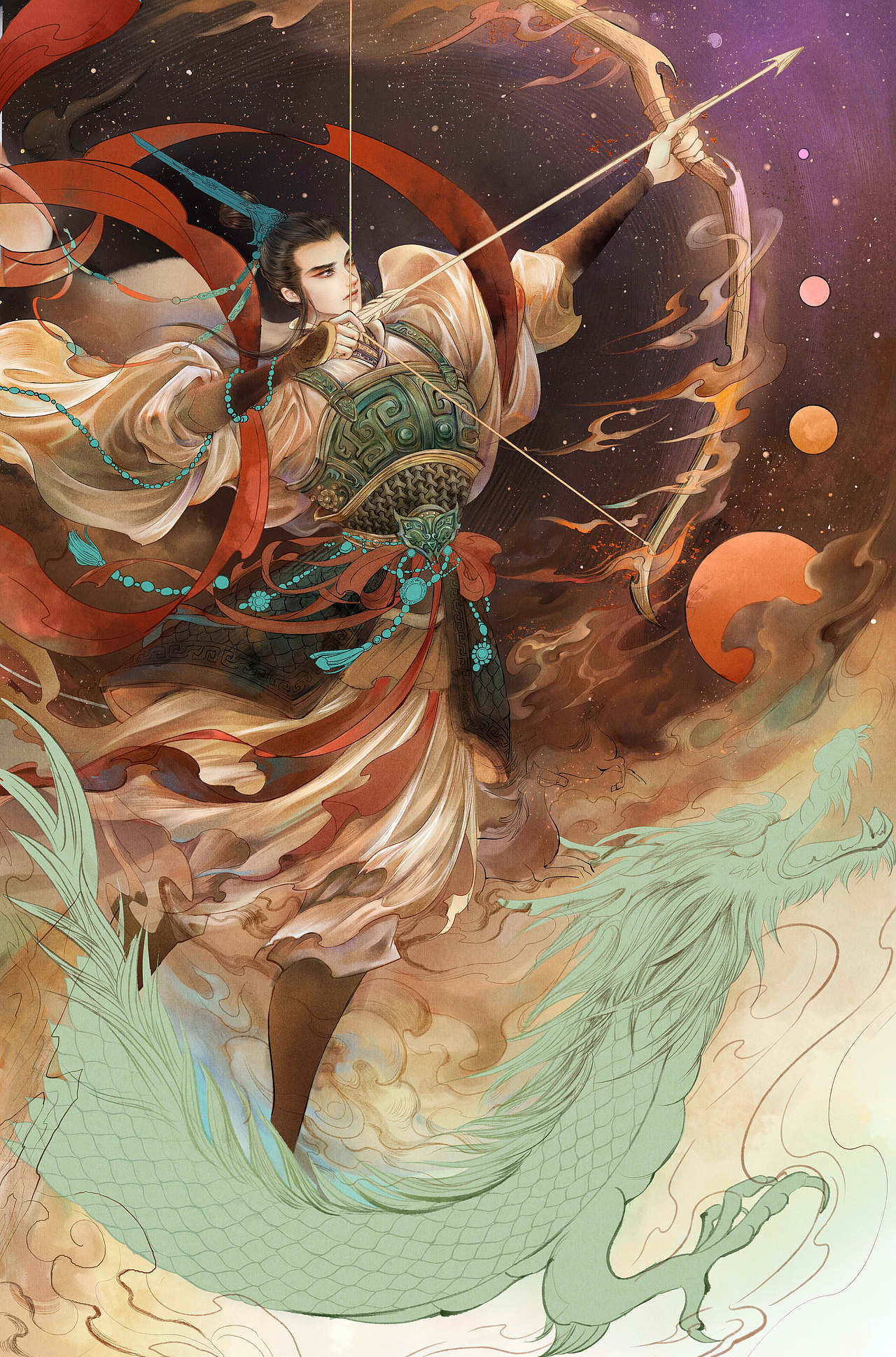 九歌•东君（图ZMjg3MjcxMDAw） - 绘画 - 站酷设计师哗哗huahua哗哗原创素材 - 站酷ZCOOL