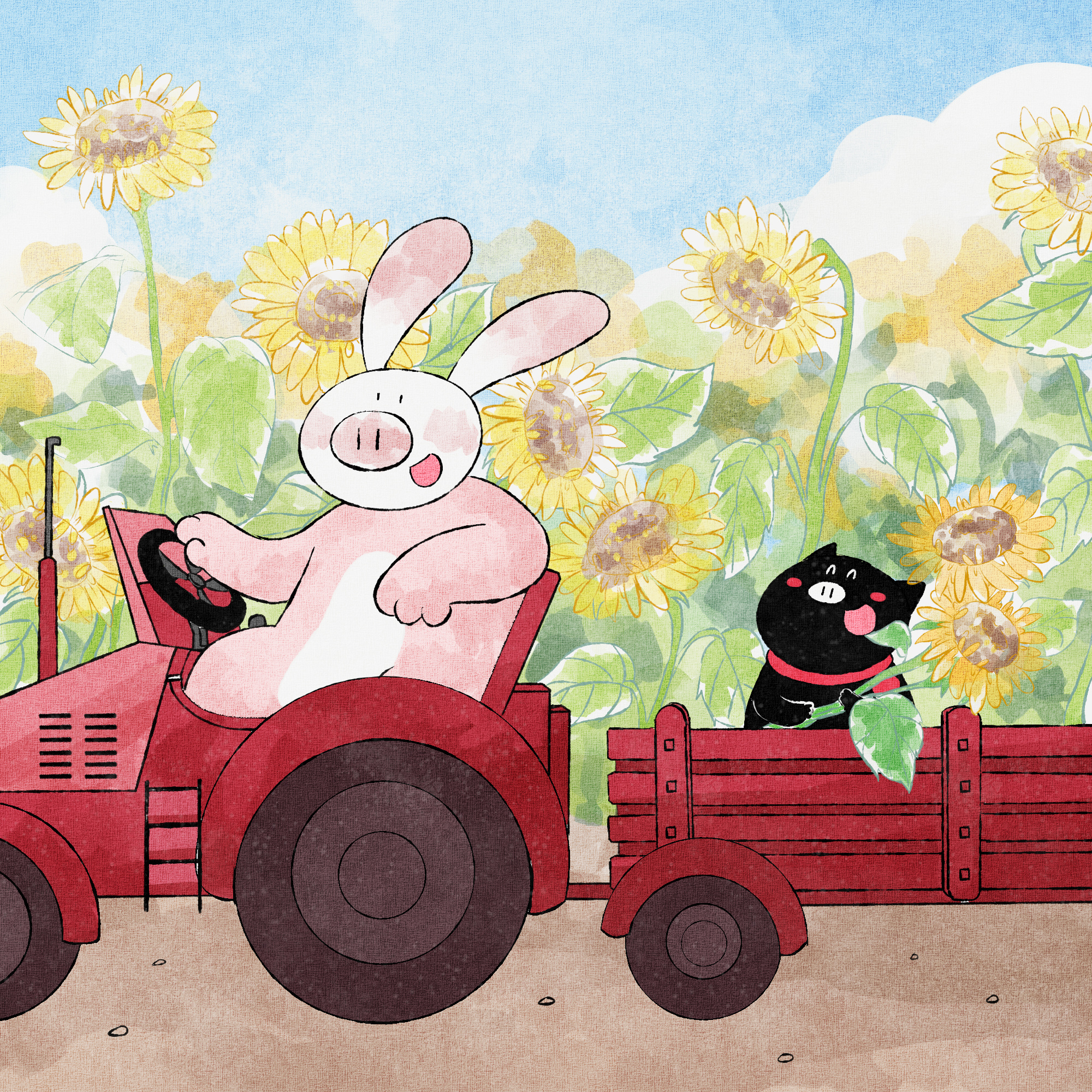 兔居与黑皮猪|插画|儿童插画|蔬女动漫工作室 - 原创作品 - 站酷