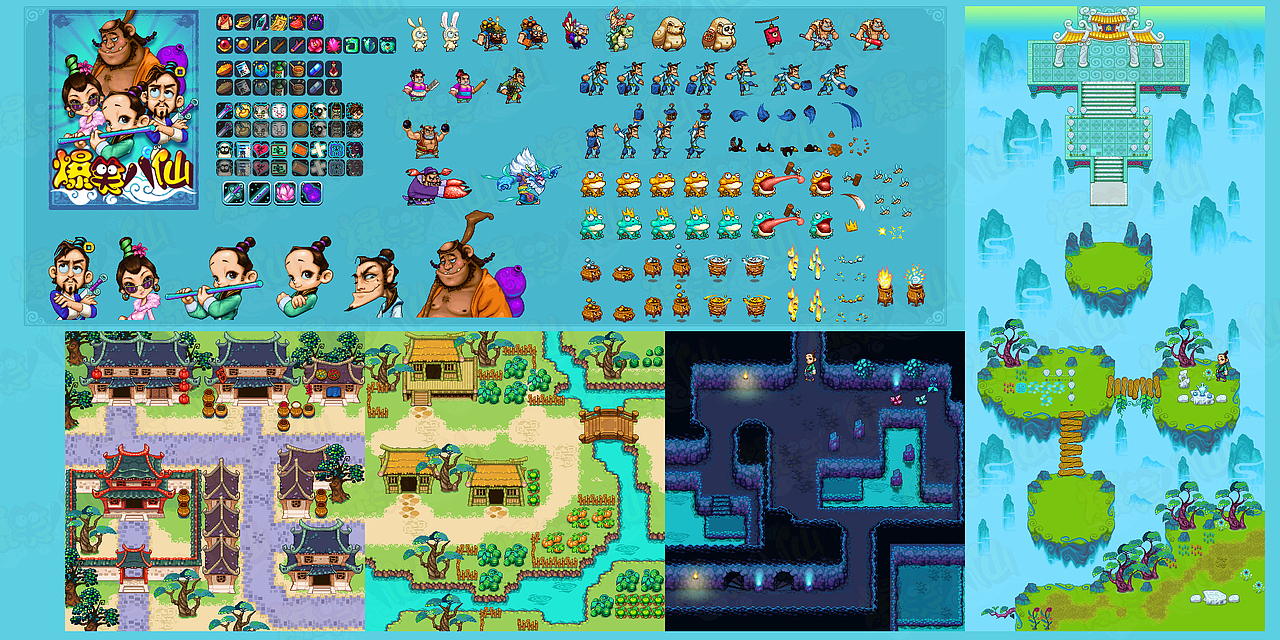 爆笑八仙（图ZMTA1OTA1NzQ4） - 像素画 - 站酷设计师刘芊亦原创素材 - 站酷ZCOOL