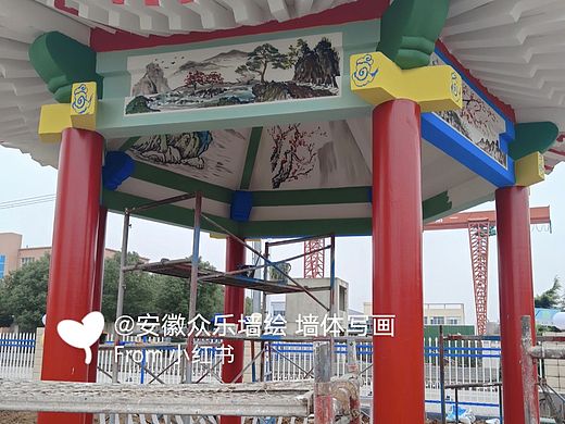 安徽合肥墙体彩绘，手绘，墙绘，寺庙古建筑彩绘