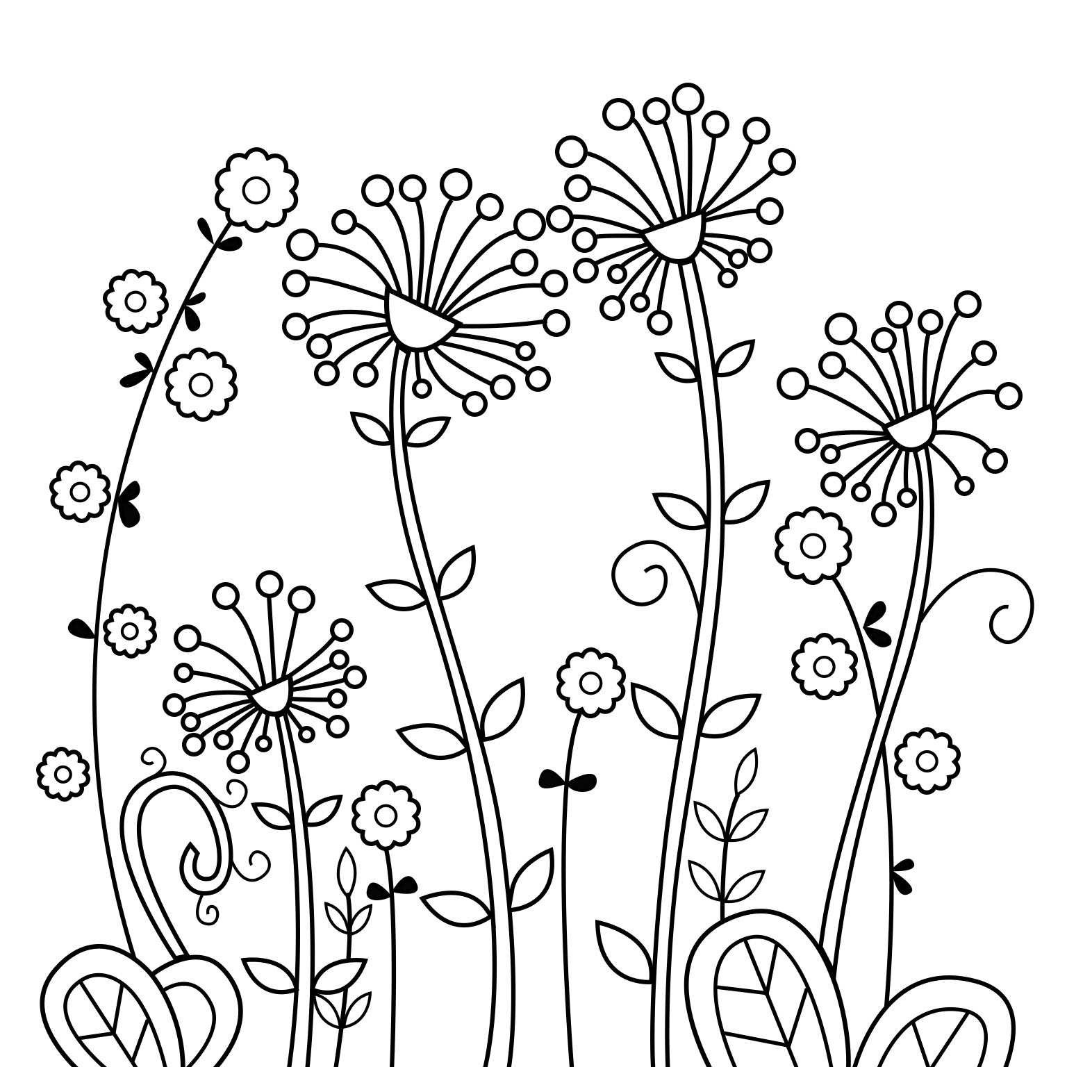 儿童线描画花朵图片