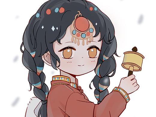 藏族少年照片转Q版人物插画