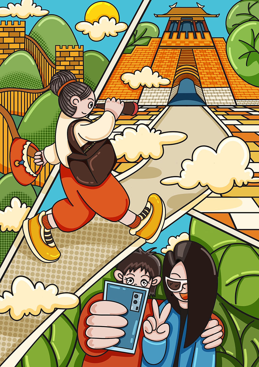 蕲州三人游（图ZMzI0OTQ3MzIw） - 商业插画 - 站酷设计师yesmiting原创素材 - 站酷ZCOOL