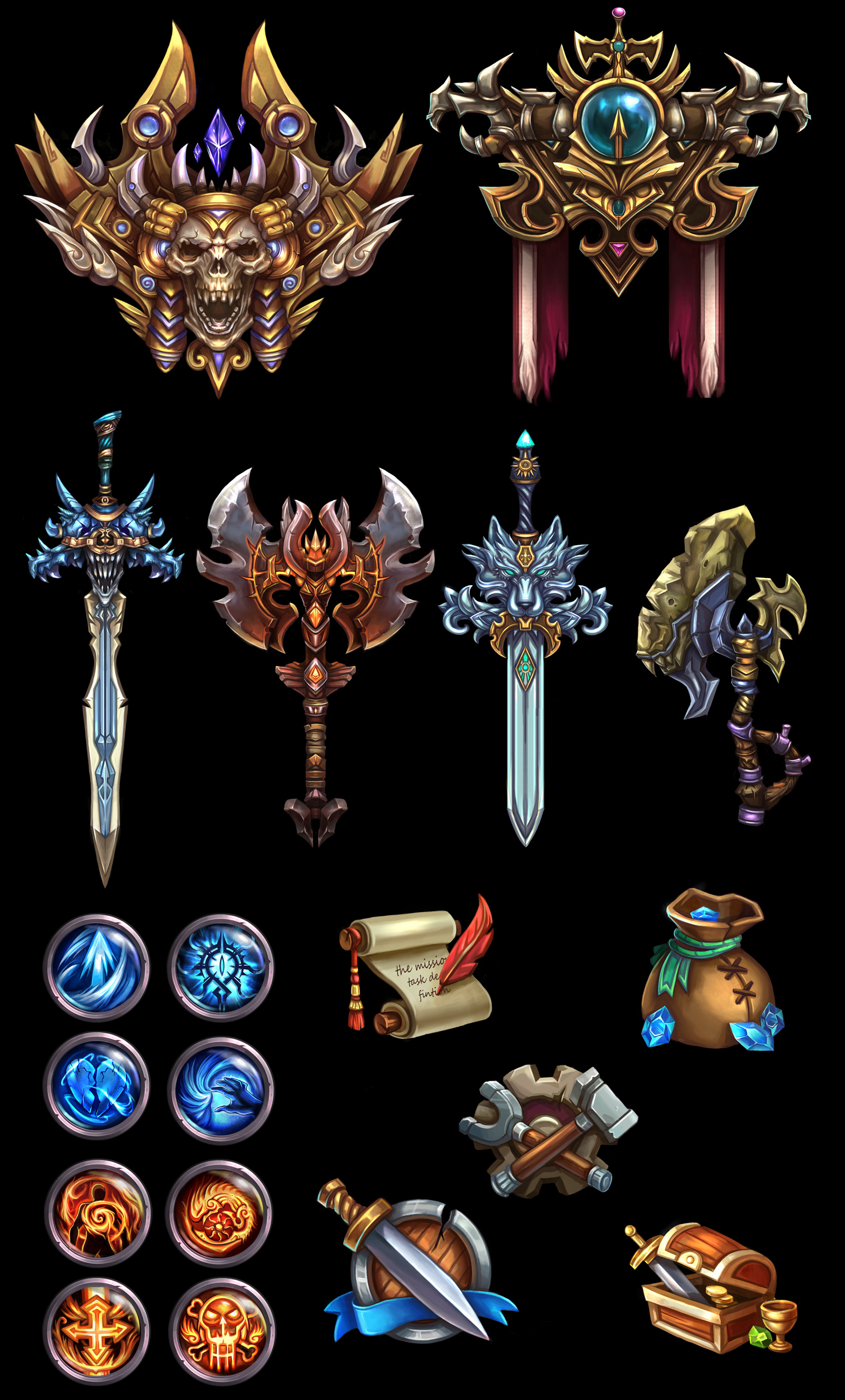 武器ui图标界面草稿破铜烂铁练习合集|插画|游戏原画|starkiller