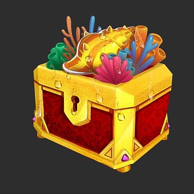 可以用作捕鱼类游戏的宝箱图标,都是海洋的素材.