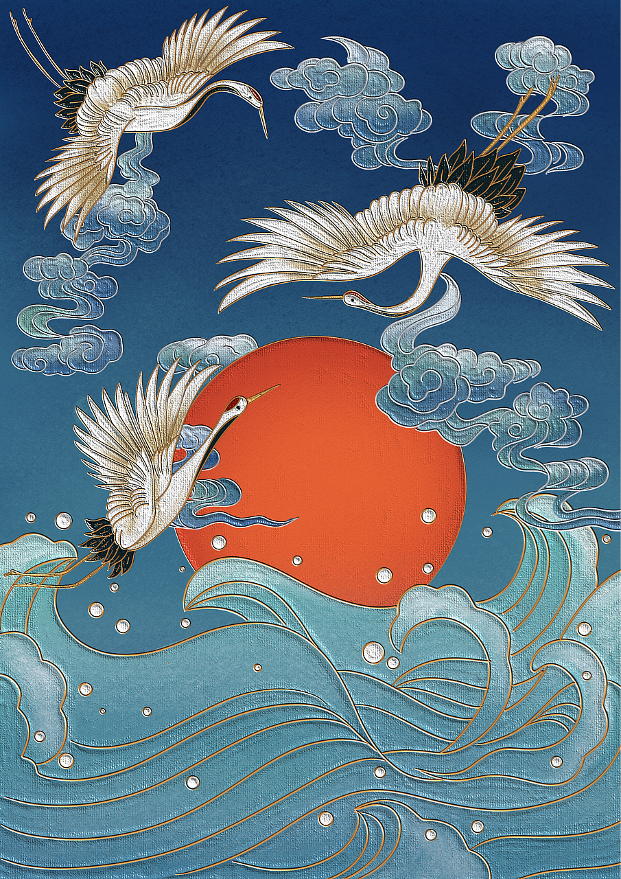 仙鹤装饰画（图ZMjM4NDgxMzY4） - 艺术插画 - 站酷设计师HHJune原创素材 - 站酷ZCOOL