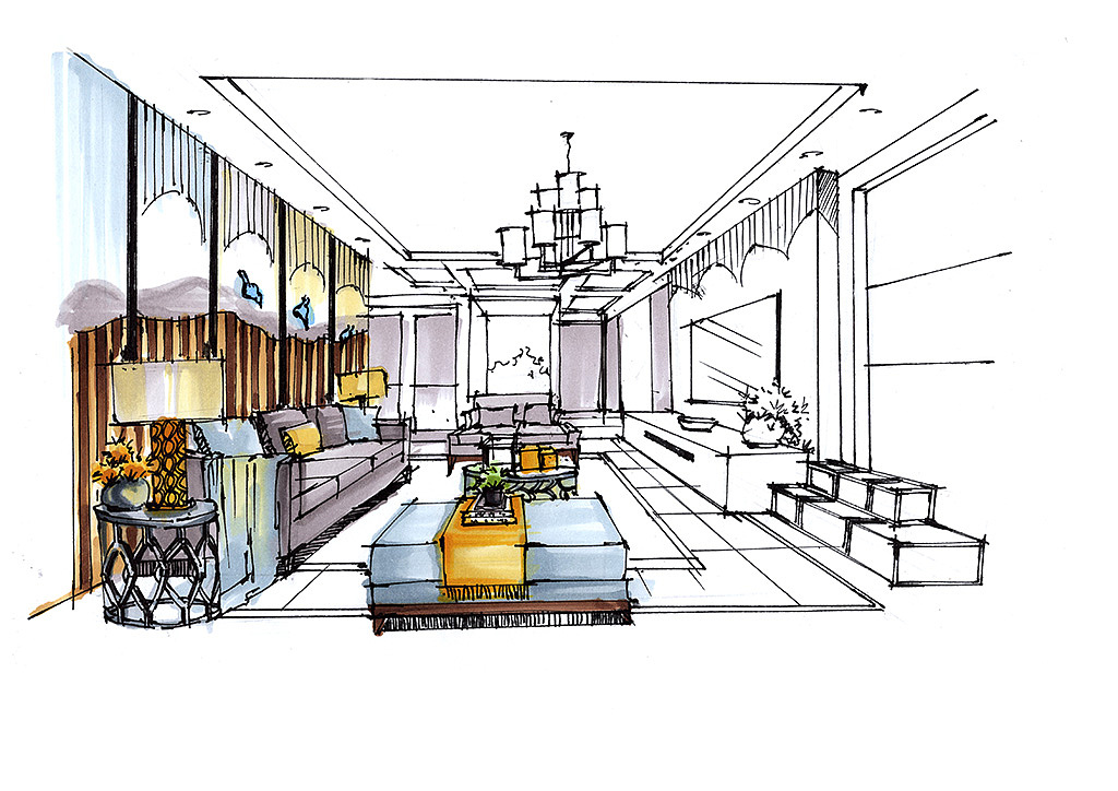 客厅空间手绘云南昆明手绘培训|纯艺术|绘画|村长123 - 原创作品