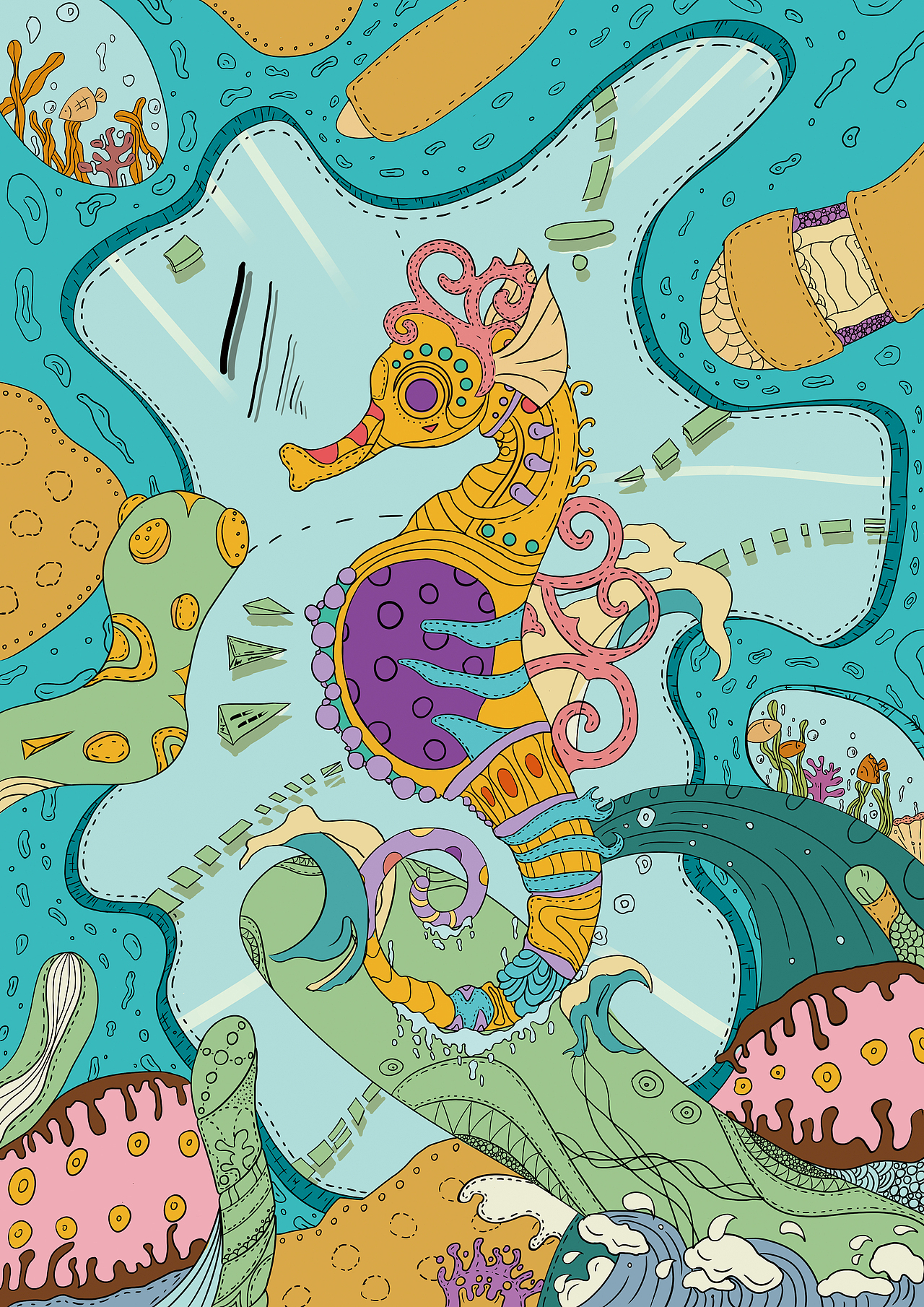 寻海洋生物系列插画
