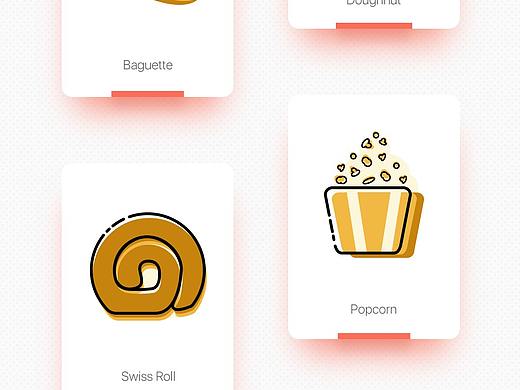 线性图标,天气图标,食物面包图标