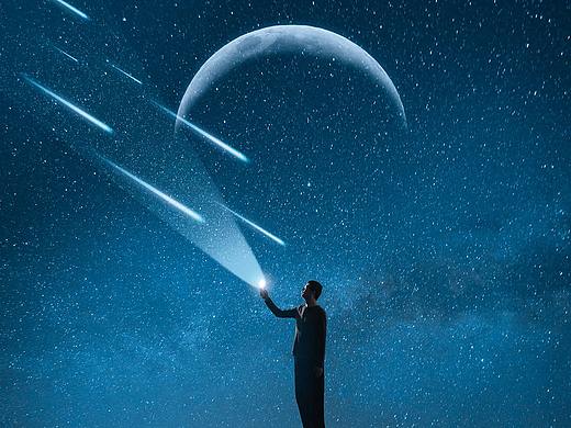 临摹合成夜空流星