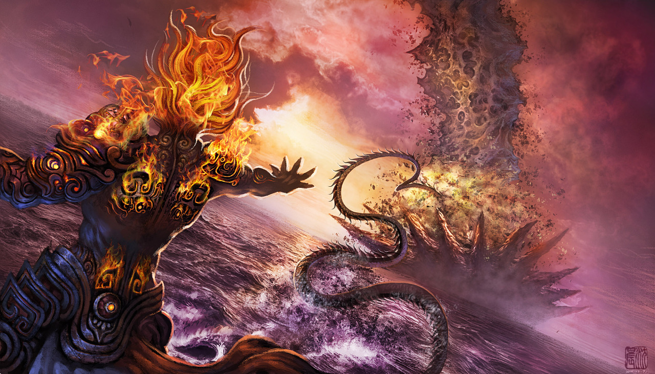 10年前 3666 9 5 聊城  |  插画师 水神共工{人首龙身}因为打不过