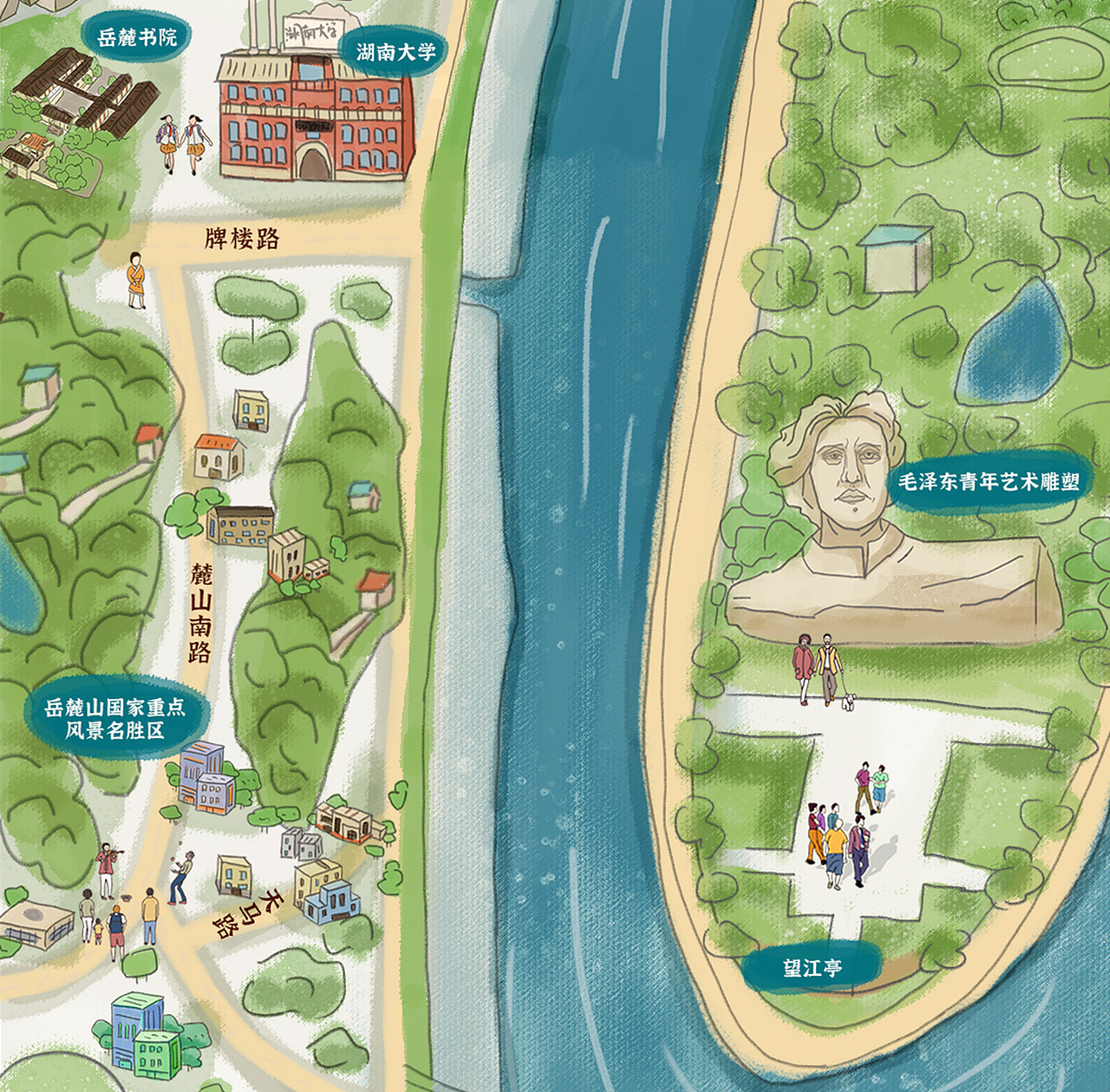 通过这次手绘长沙地图,倒是成了半个导游了,又认识了一遍长沙