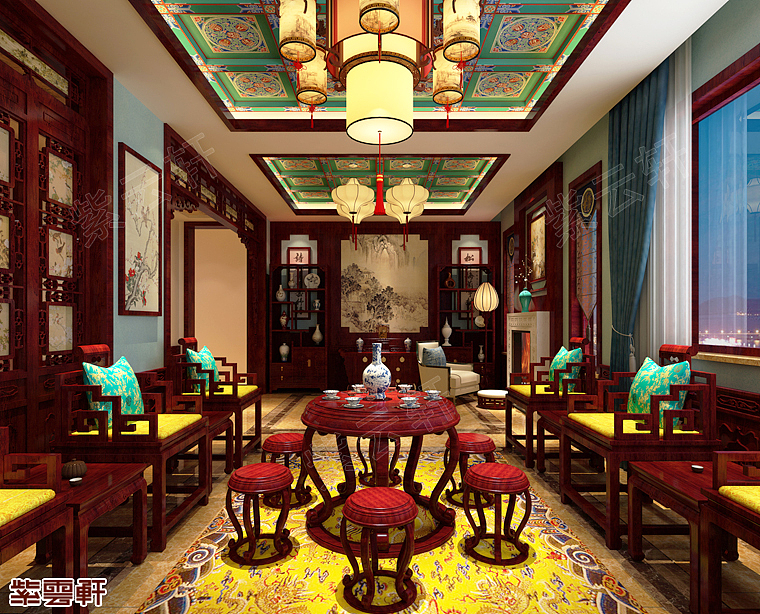 古典中式风格平层中堂装修效果图