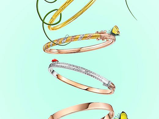 拍了几十款手镯，挑了喜欢的几款做个海报