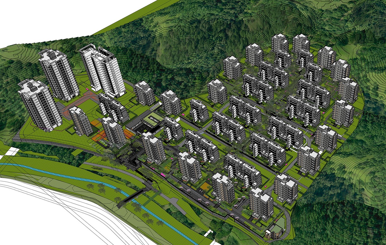 越秀凤凰湖大区景观SU模型下载