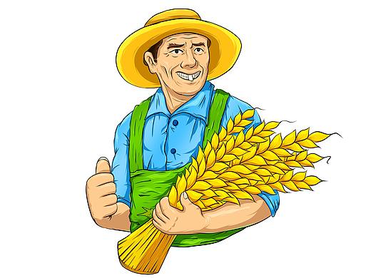 插画手绘卡通-农业农药水果蔬菜-草炸弹虫牛狙击手火箭