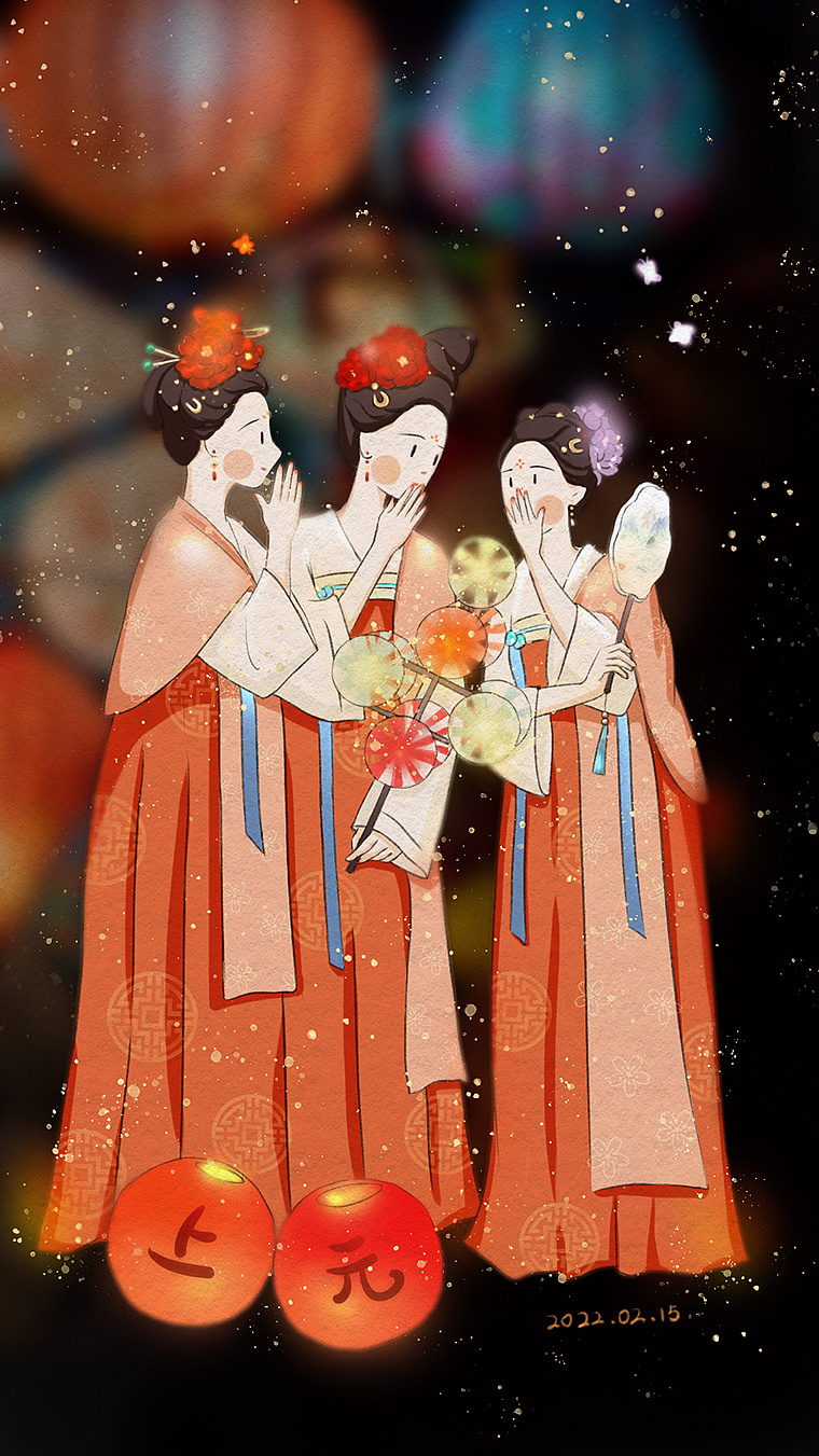 情人节 元宵节都在赶图- 论画画搬砖人跟闺蜜一起打卡了上元夜古风照