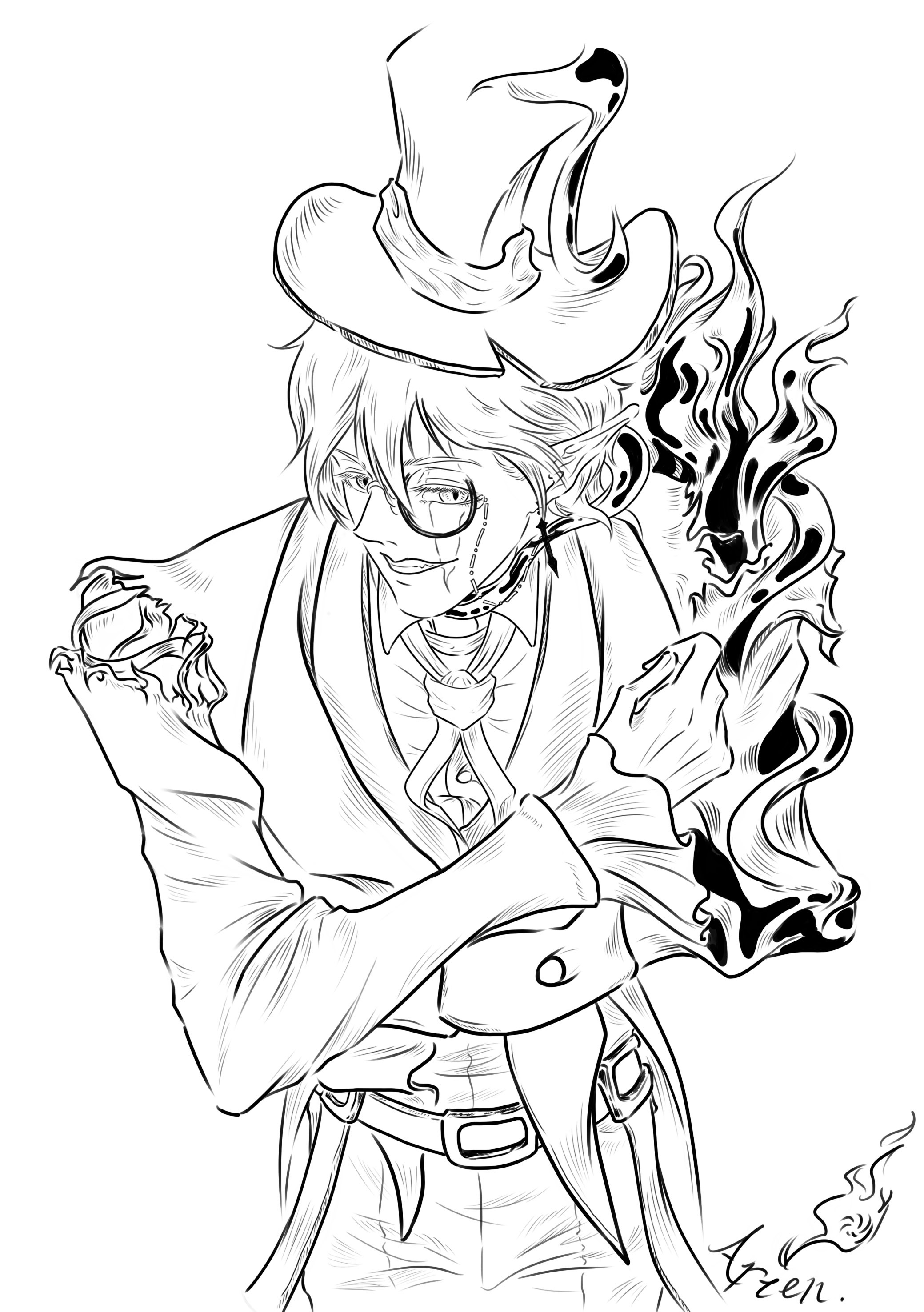 杰克-白纹大触线稿