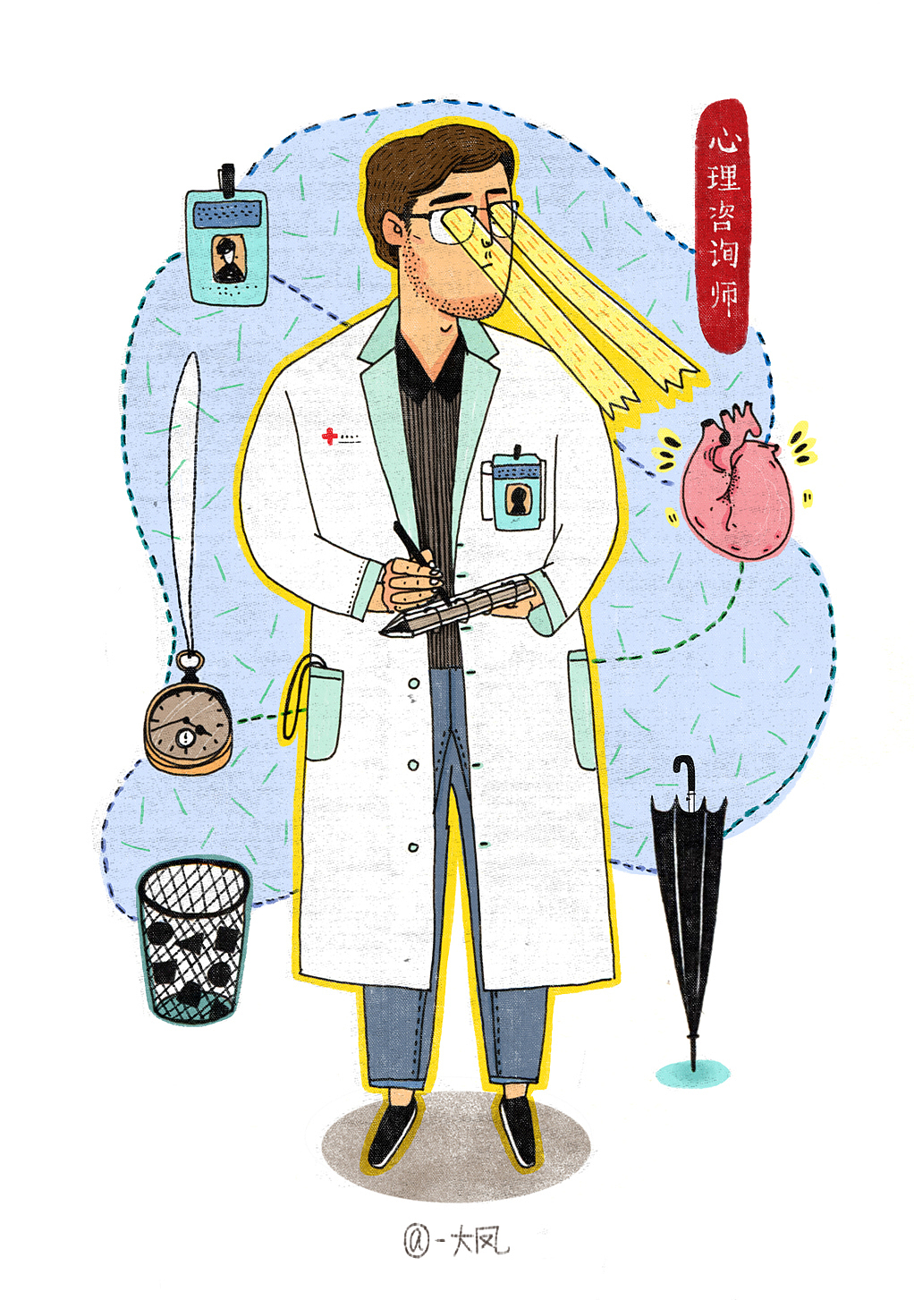 职业肖像（图ZNjY4MzcyNjg=） - 商业插画 - 站酷设计师大凤在杭州原创素材 - 站酷ZCOOL