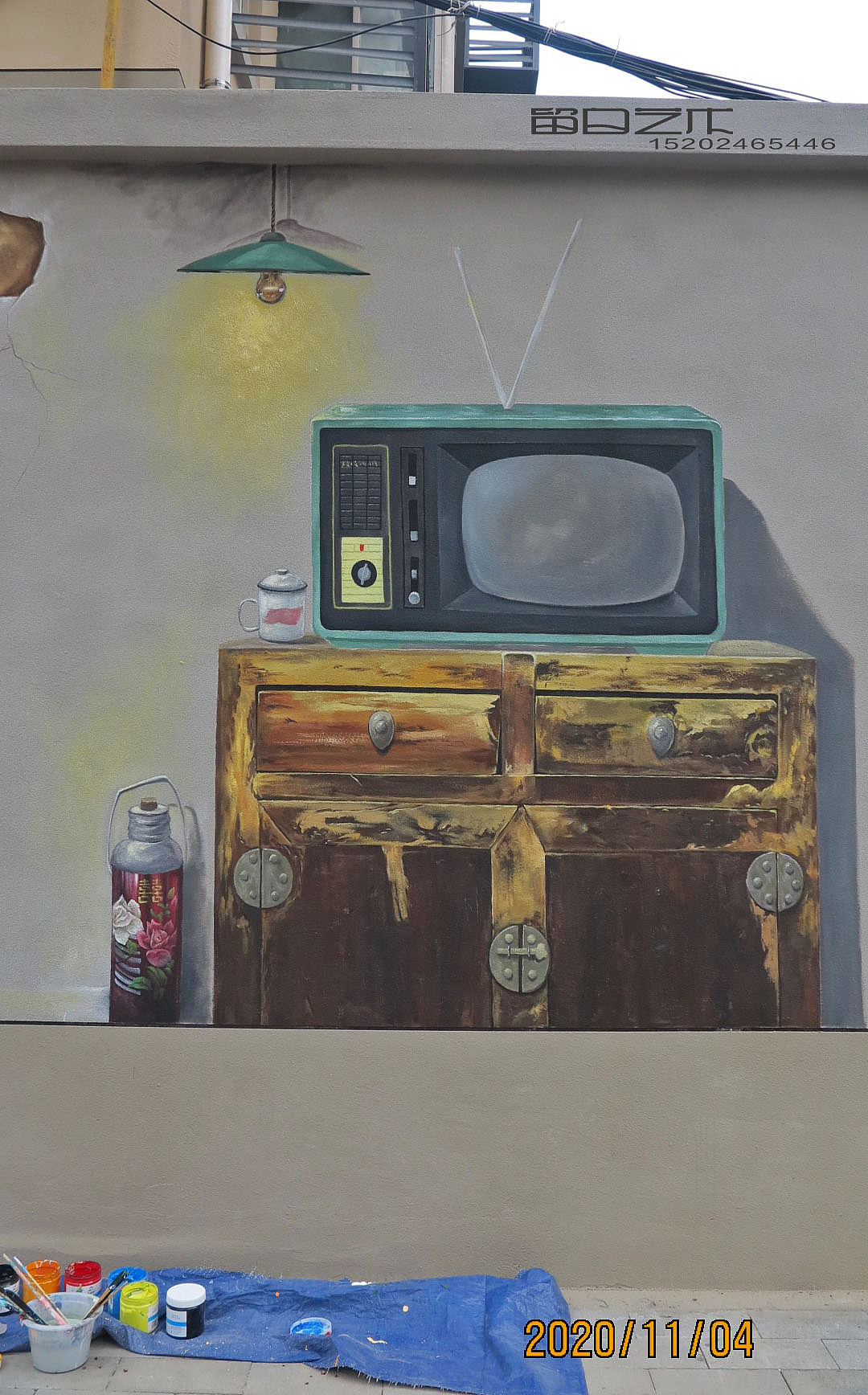 墙绘创作   老物件怀旧手绘壁画