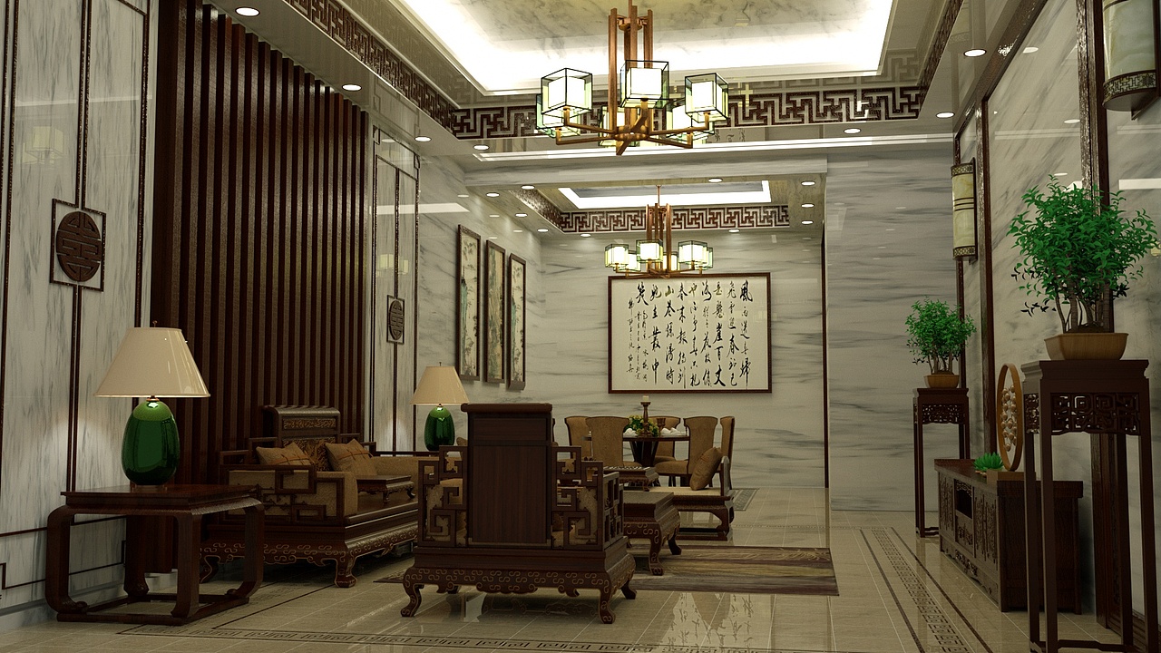 中式客厅（图ZMjE0MDk3MDUy） - 建筑/空间 - 站酷设计师LYJpluto原创素材 - 站酷ZCOOL