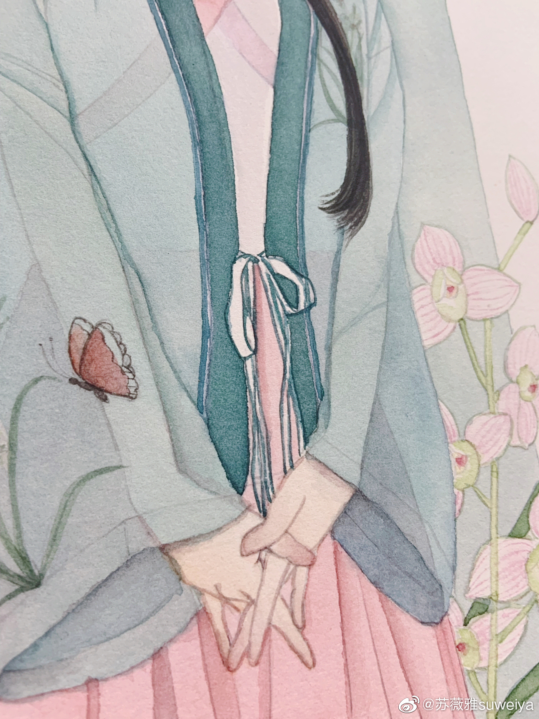 古风少女水彩手绘