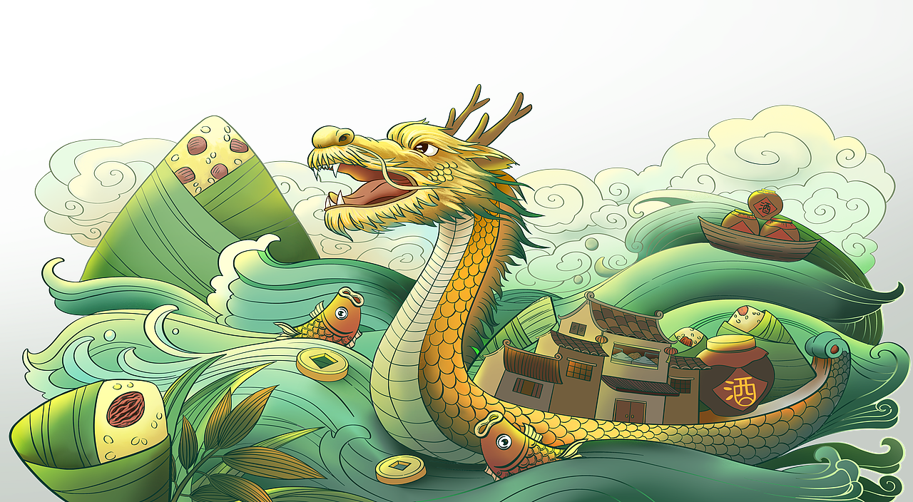 大民族端午酒插画设计