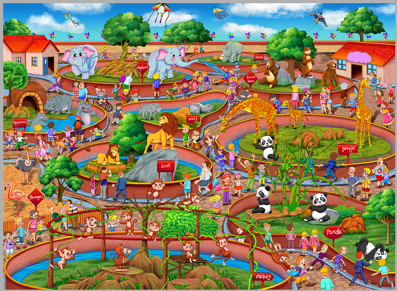 卡通版动物园（图ZMjU1NTg1ODcy） - 商业插画 - 站酷设计师古西彦原创素材 - 站酷ZCOOL