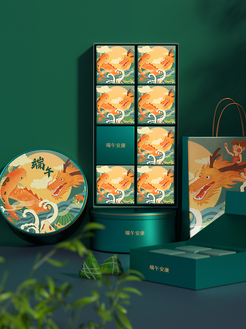 粽香端午—端午包装插画（图ZMzI1ODg3MDcy） - 商业插画 - 站酷设计师XlAoLi原创素材 - 站酷ZCOOL