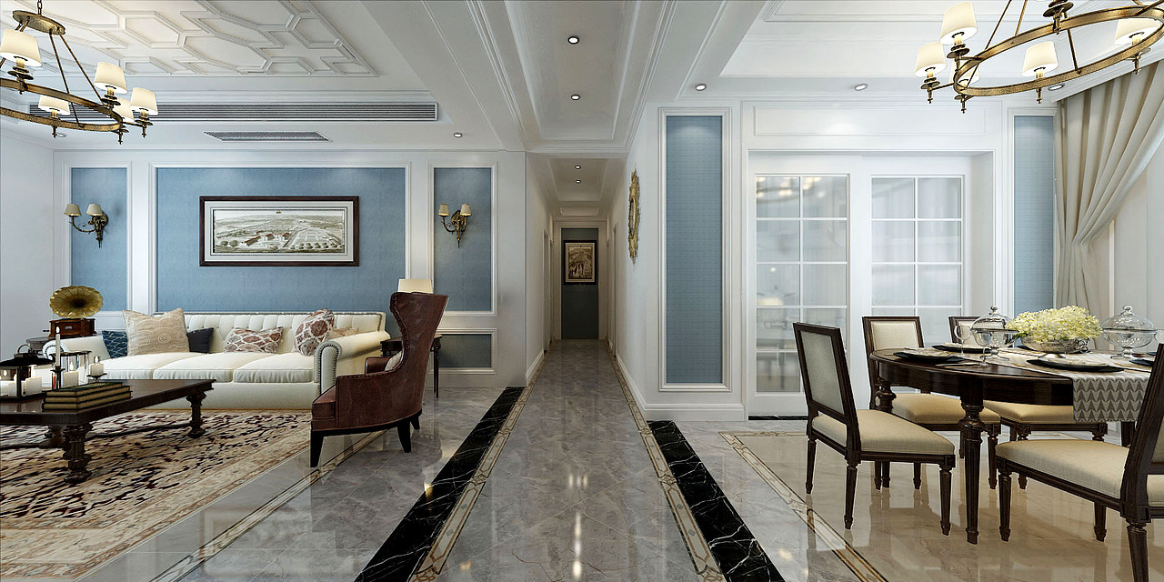 滕州装饰公司 滕州保利善园170平方米现代美式风格效果