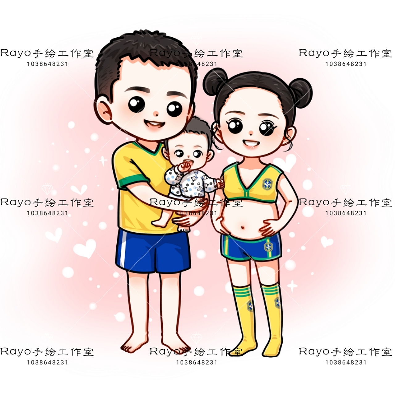 Q版手绘全家福定制设计（图ZMTYzNTA5NTgw） - 绘本 - 站酷设计师Rayo_Lee原创素材 - 站酷ZCOOL